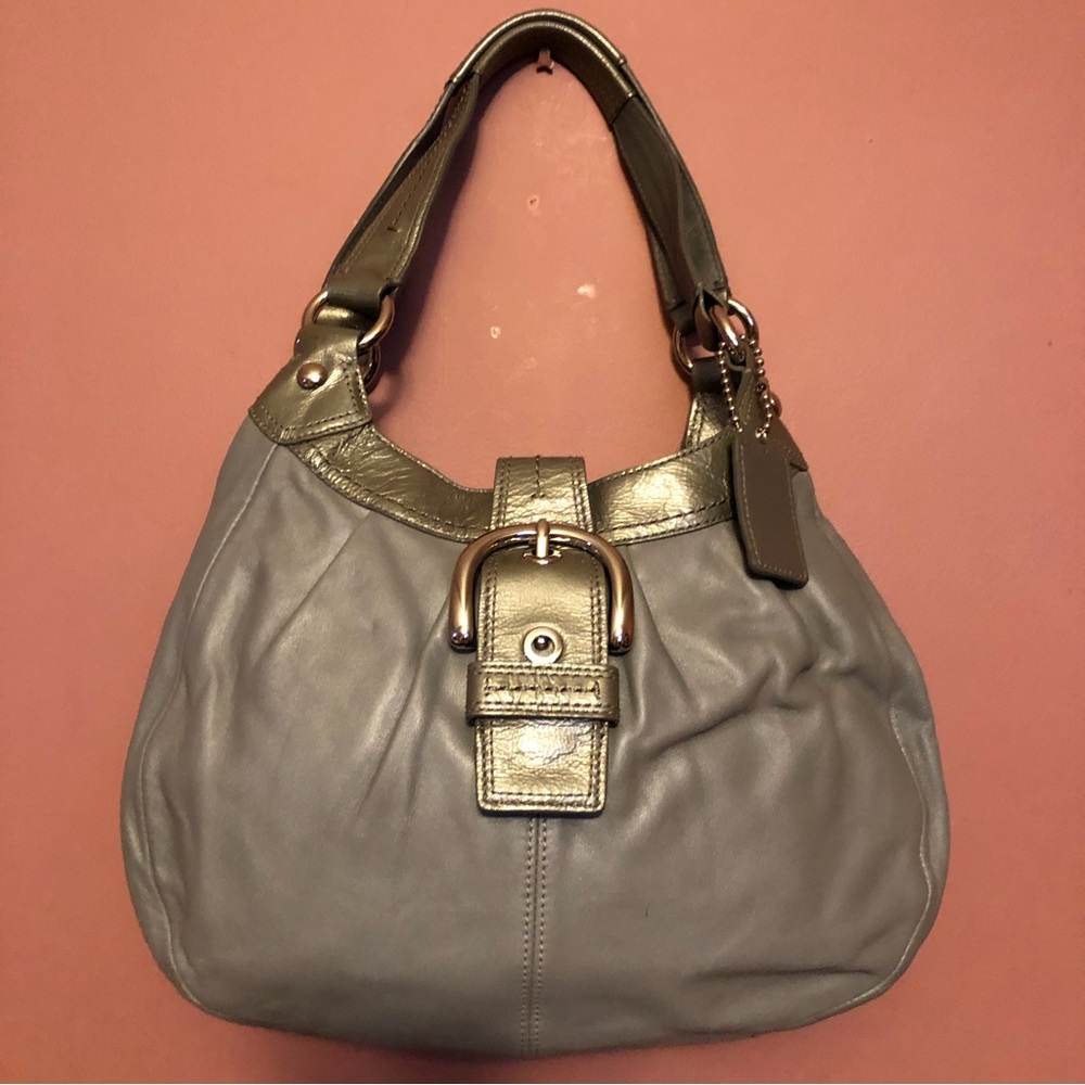 Coach Soho Lynn gray leather hobo shoulder bag - Picture 1 of 12